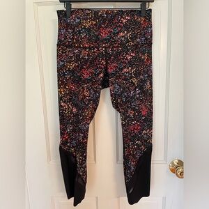LULULEMON Wunder Under High Rise Crop Yoga Leggings Size 10 Floral EUC